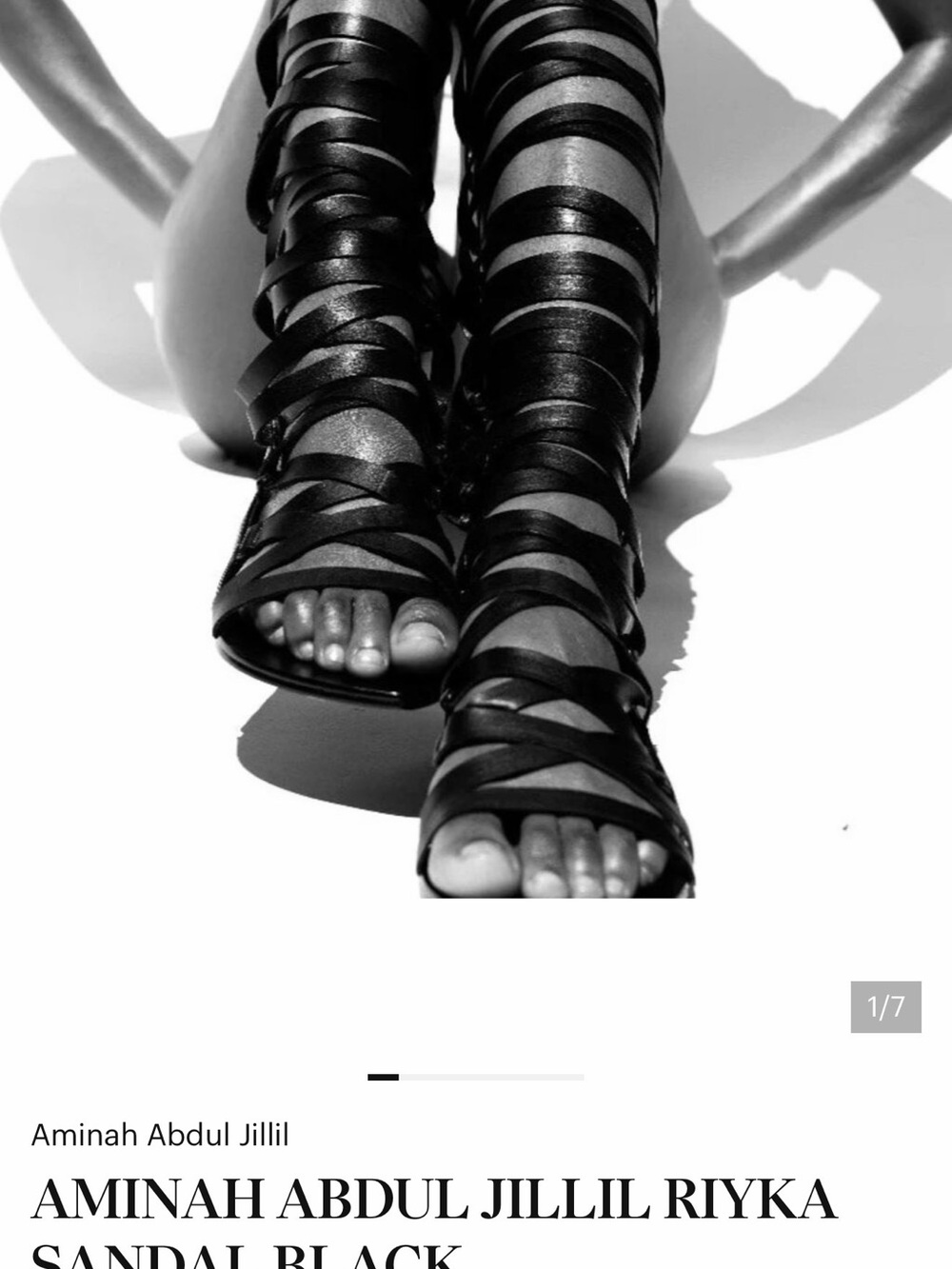 Aminah Abdul Jillil Black Knee-High Strappy Sandals